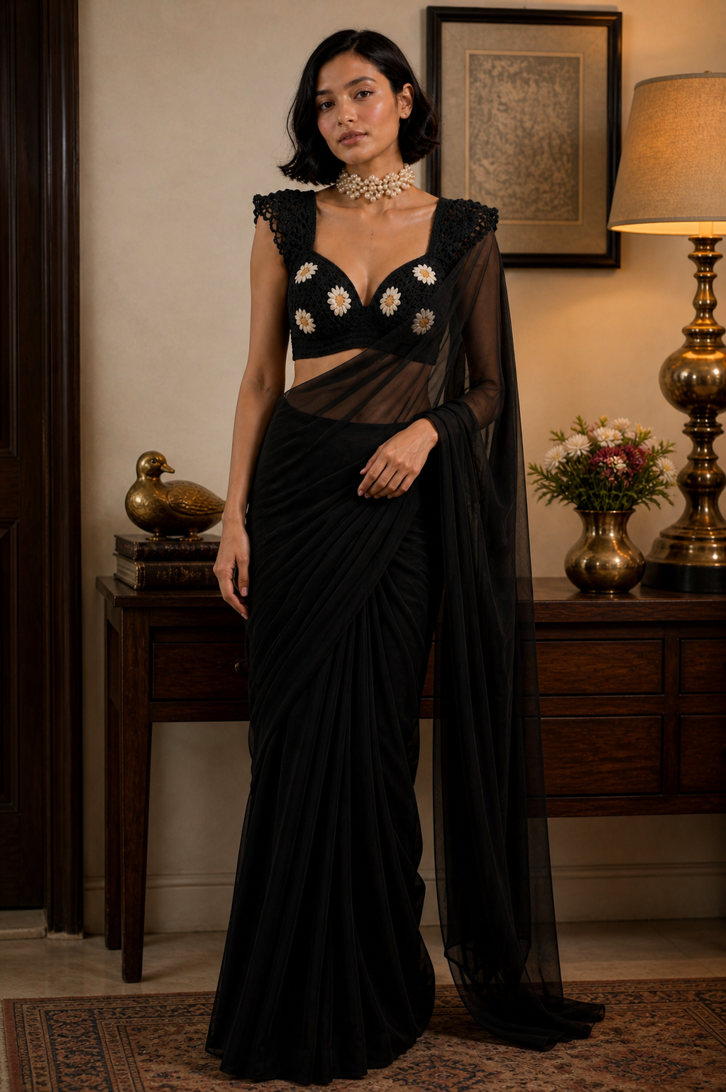 Image of Midnight Daisy Muse Blouse Saree