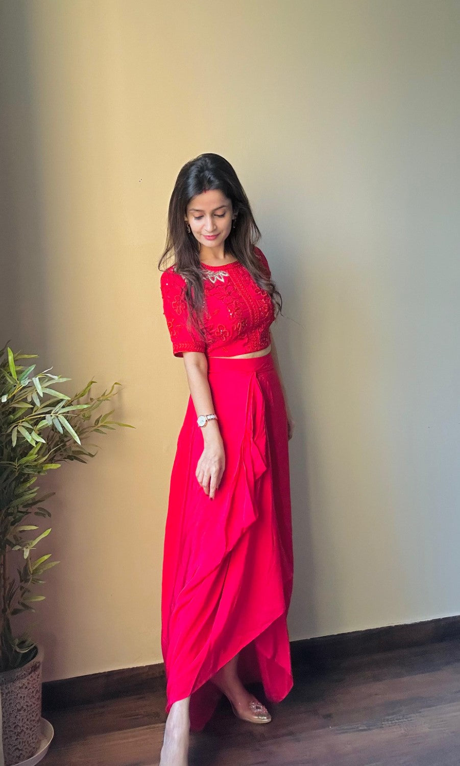 Image of Crimson dhoti set