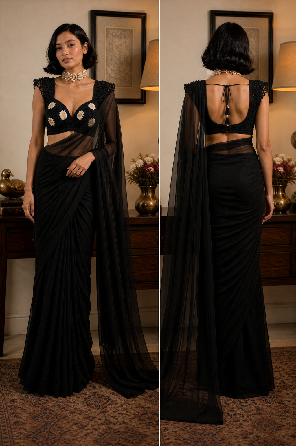 Image of Midnight Daisy Muse Blouse Saree