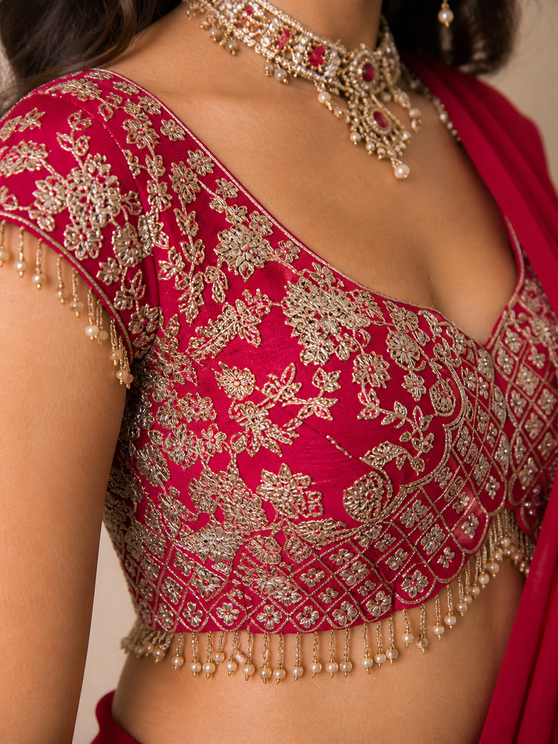 Image of Noor-E-Rouge Blouse And Saree