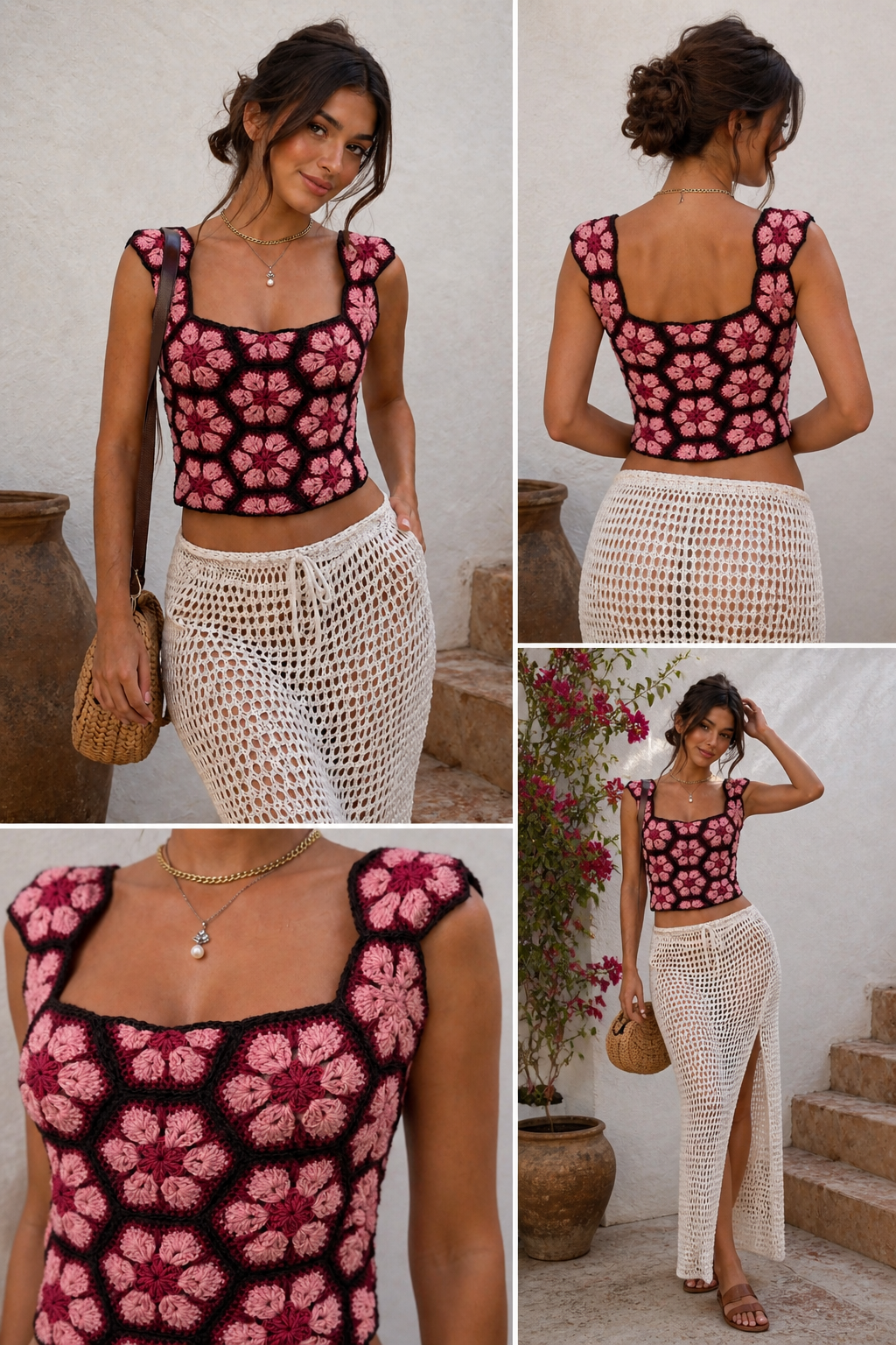 Image of Rosé Bloom Crochet Blouse