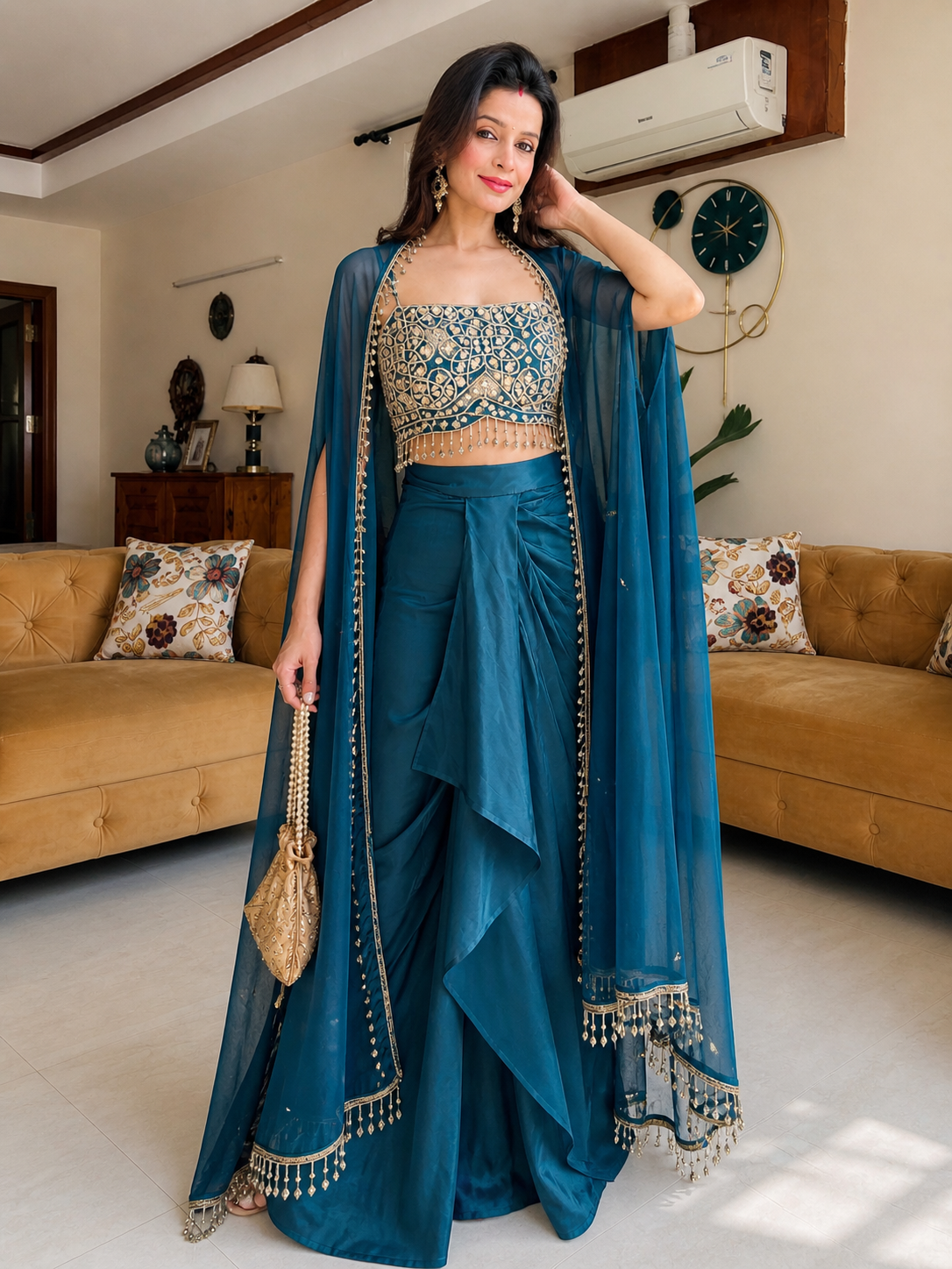 Image of Zarqash Teal Drape Set