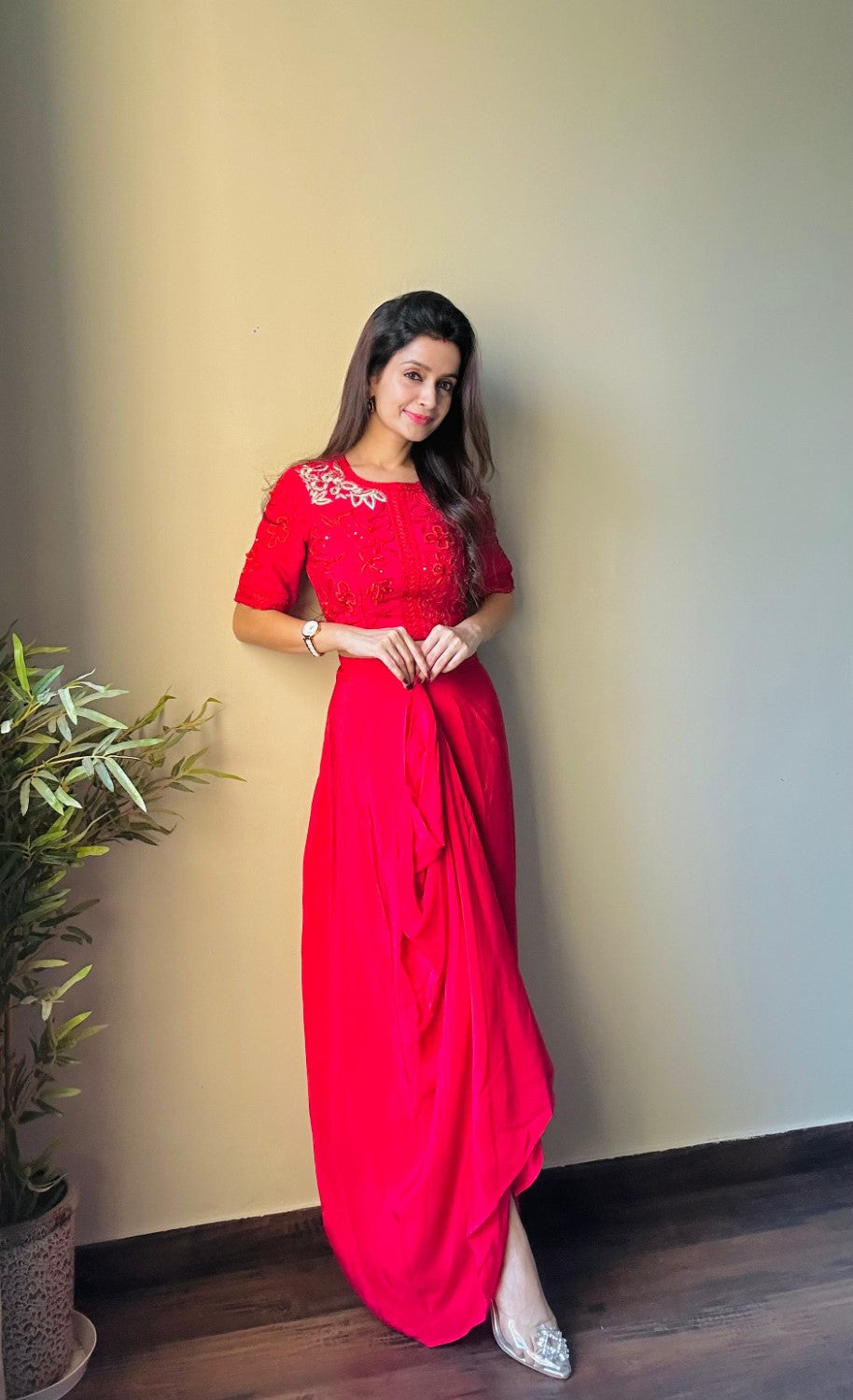 Image of Crimson dhoti set