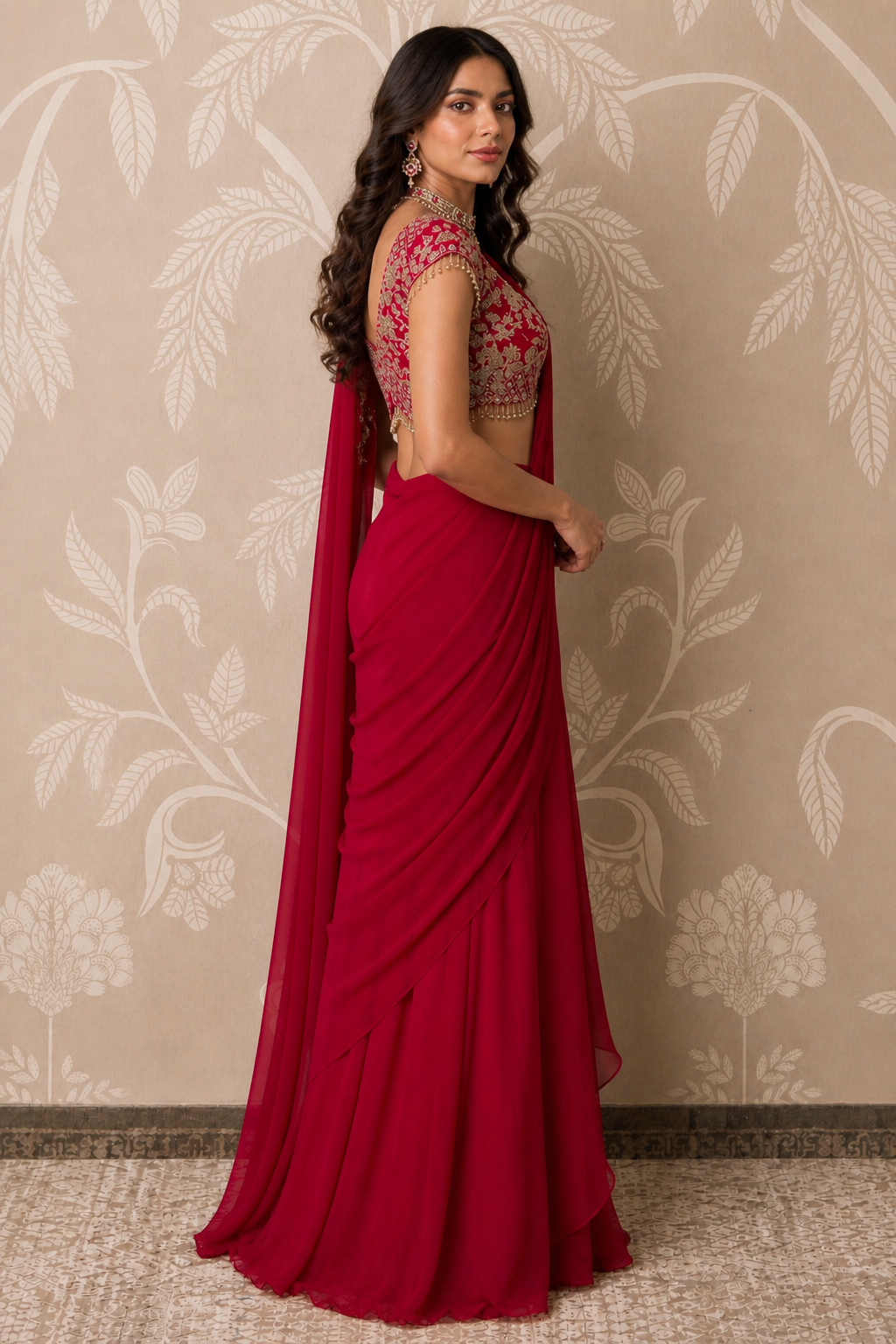 Image of Noor-E-Rouge Blouse And Saree