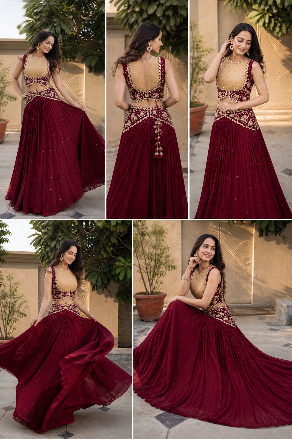 Image of Zarqaa Crimson Lehenga Set