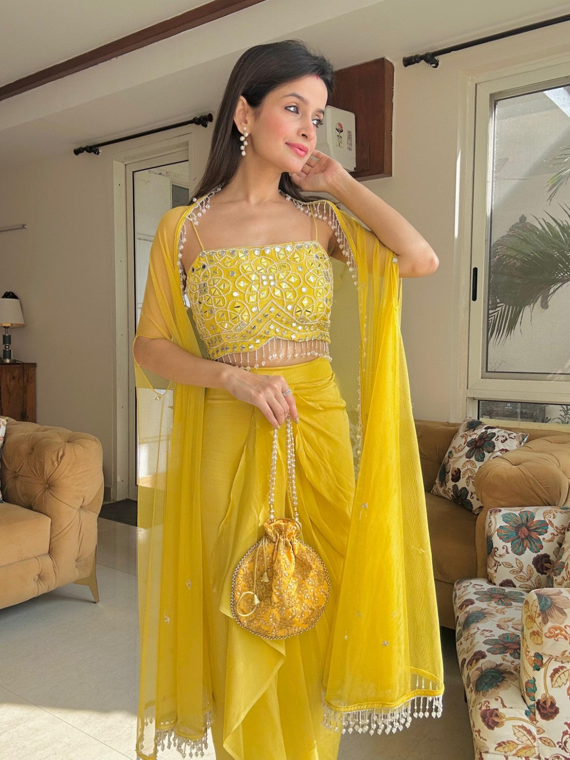 Image of Yellow Dhoti set