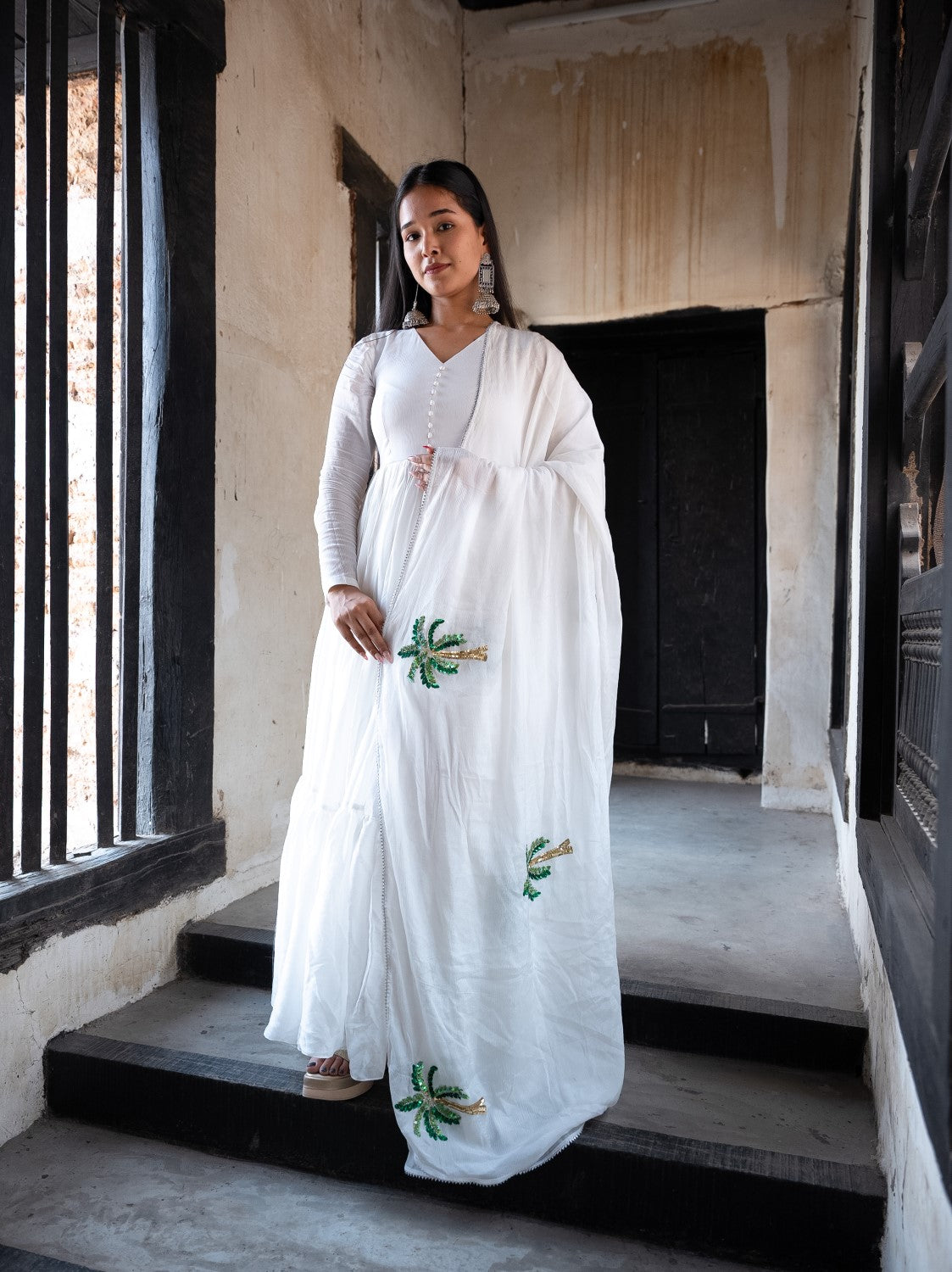 Image of Saanjh White Anarkali