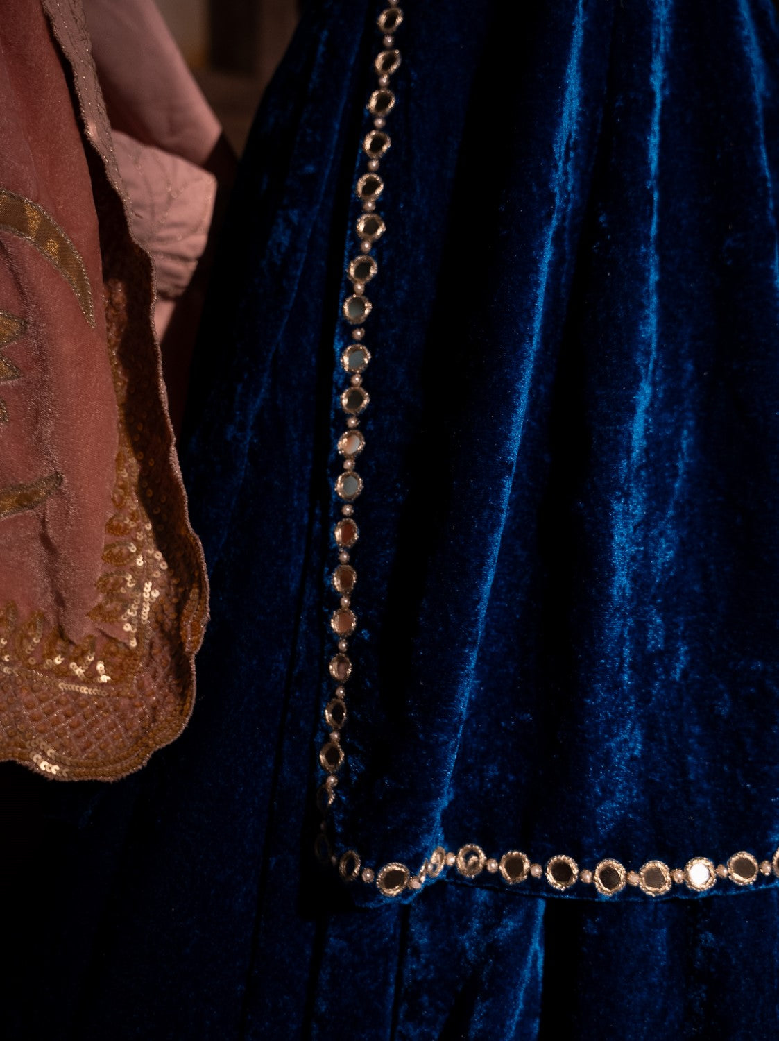 Image of Drishti Blue Velvet Lehengas