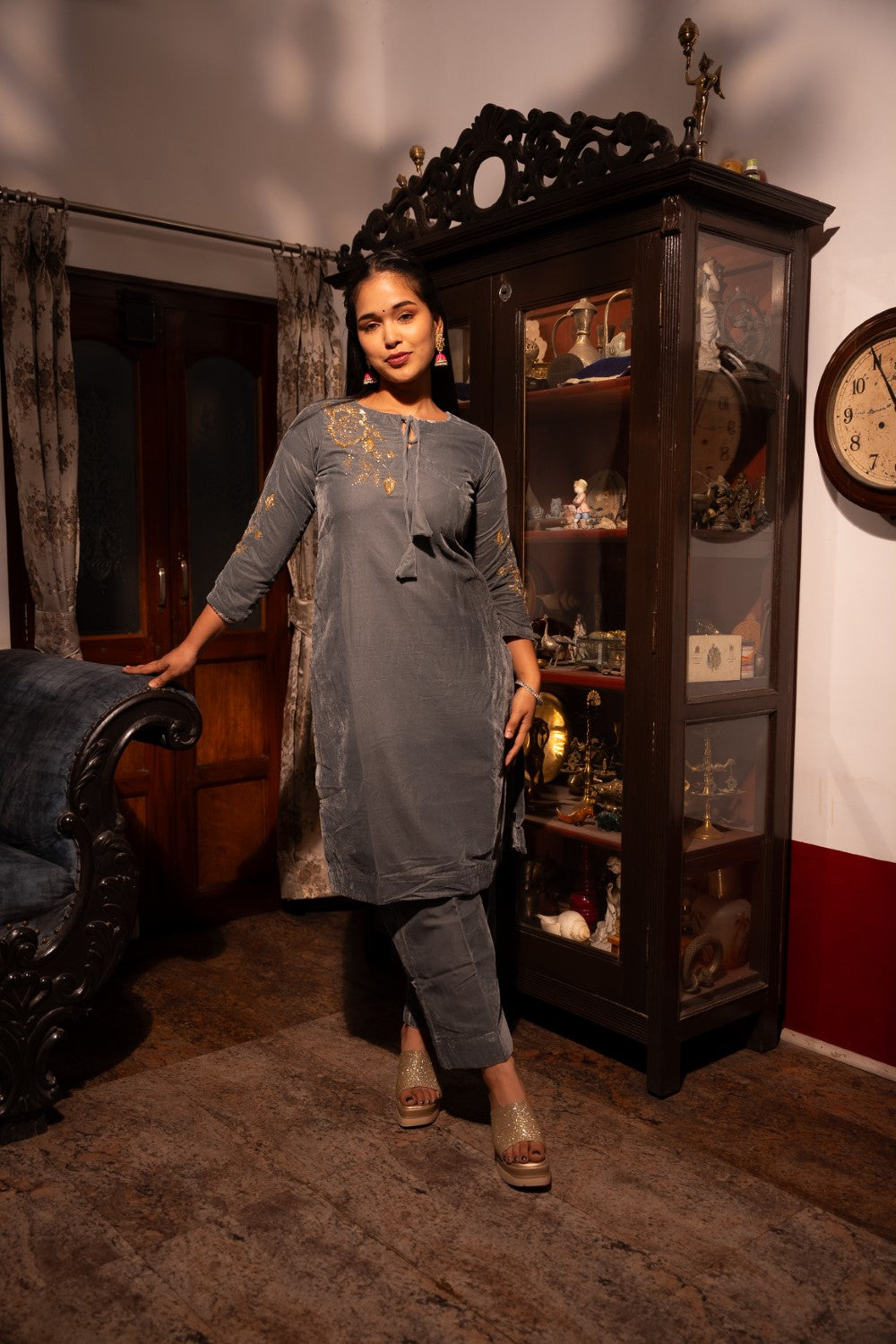 Image of Mahira Grey Velvet