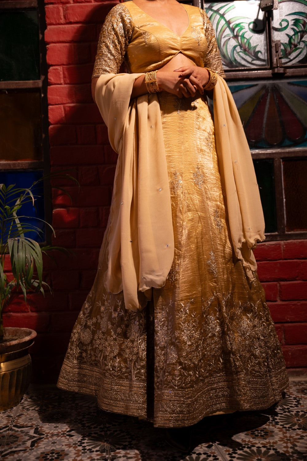 Image of Diya Golden Lehenga