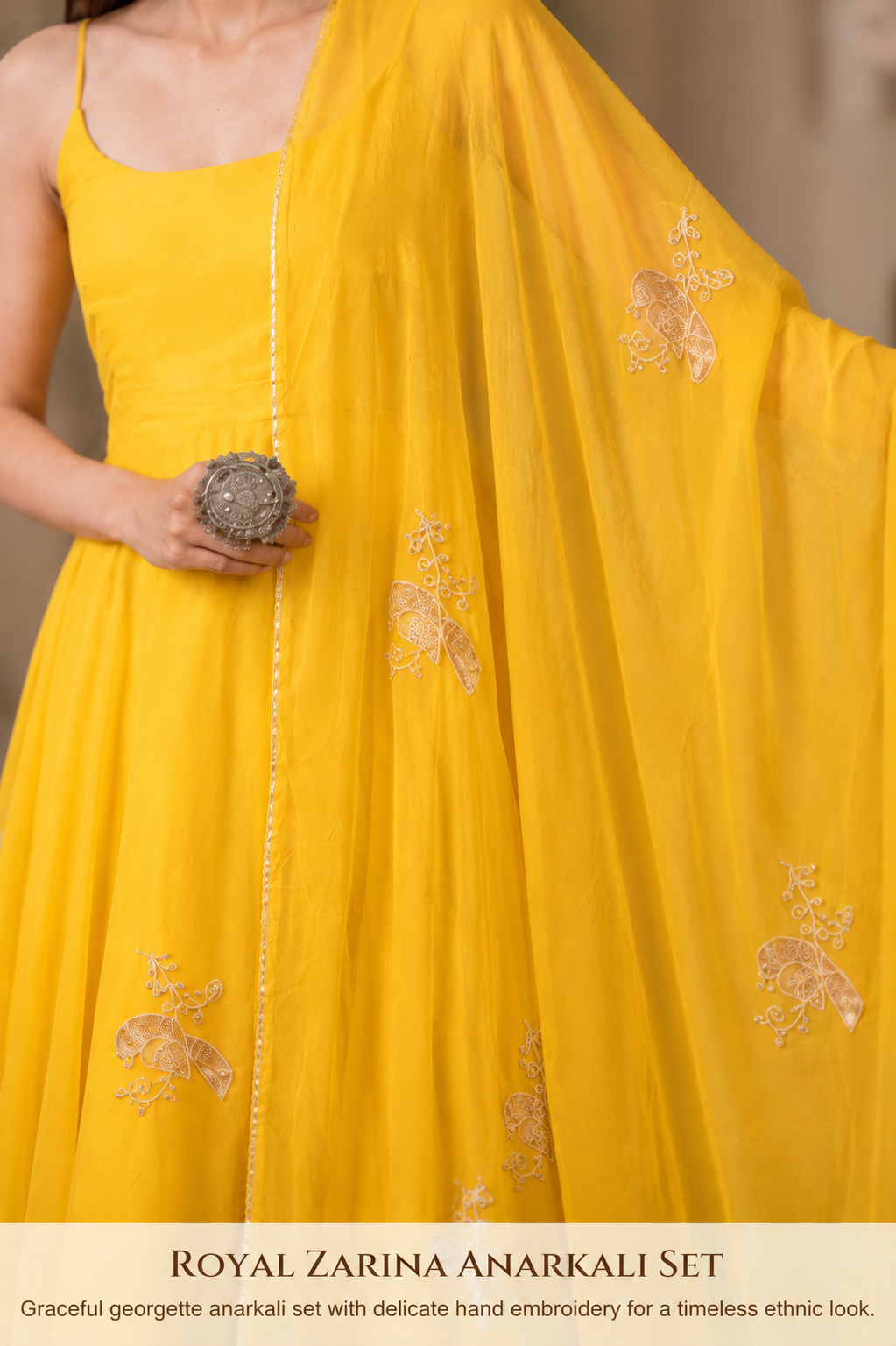 Image of Yellow Anarkali Set