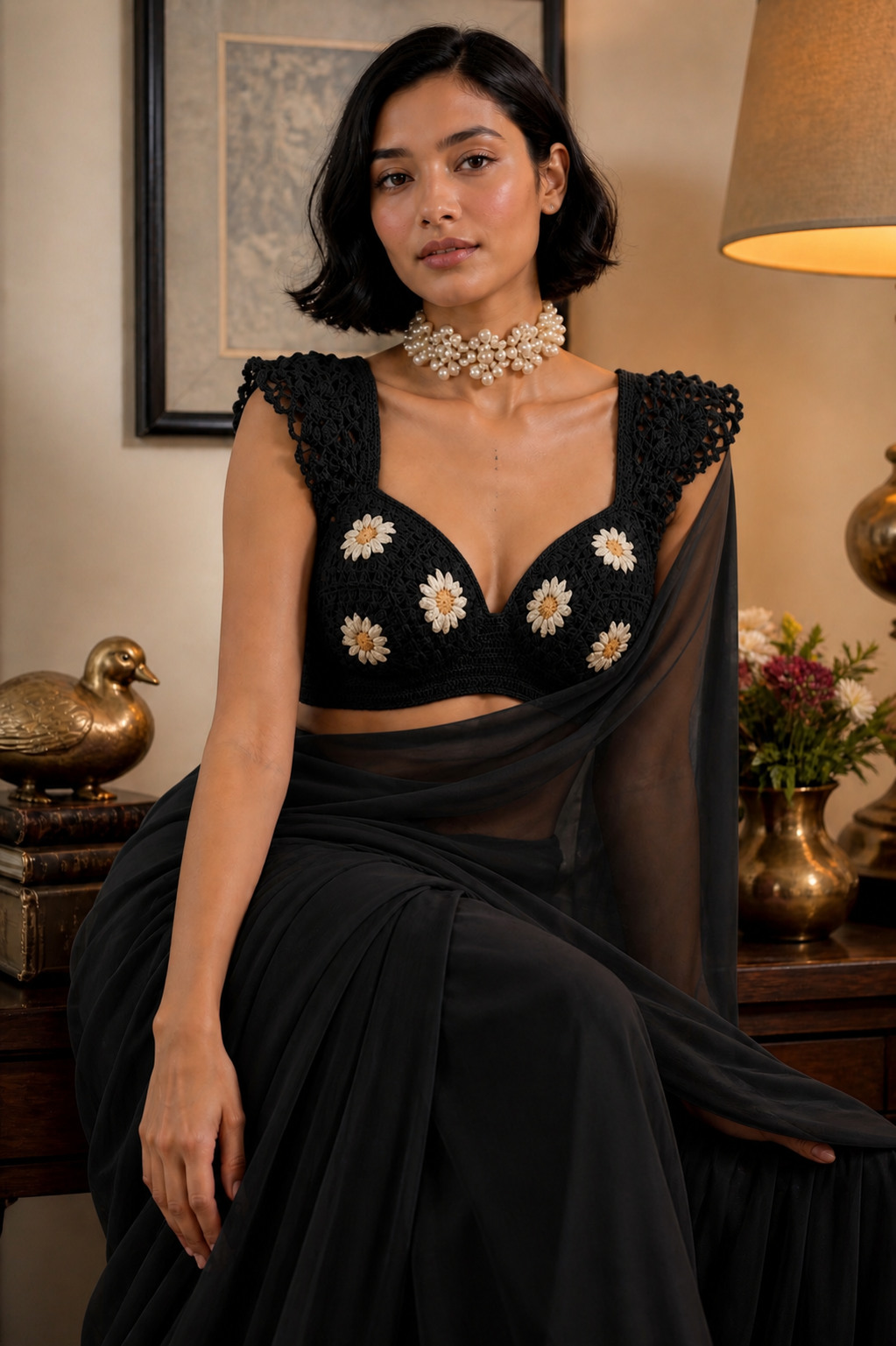Image of Midnight Daisy Muse Blouse Saree