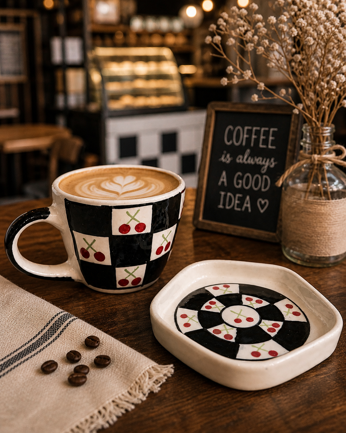 Image of Cherry Check Charm Mug