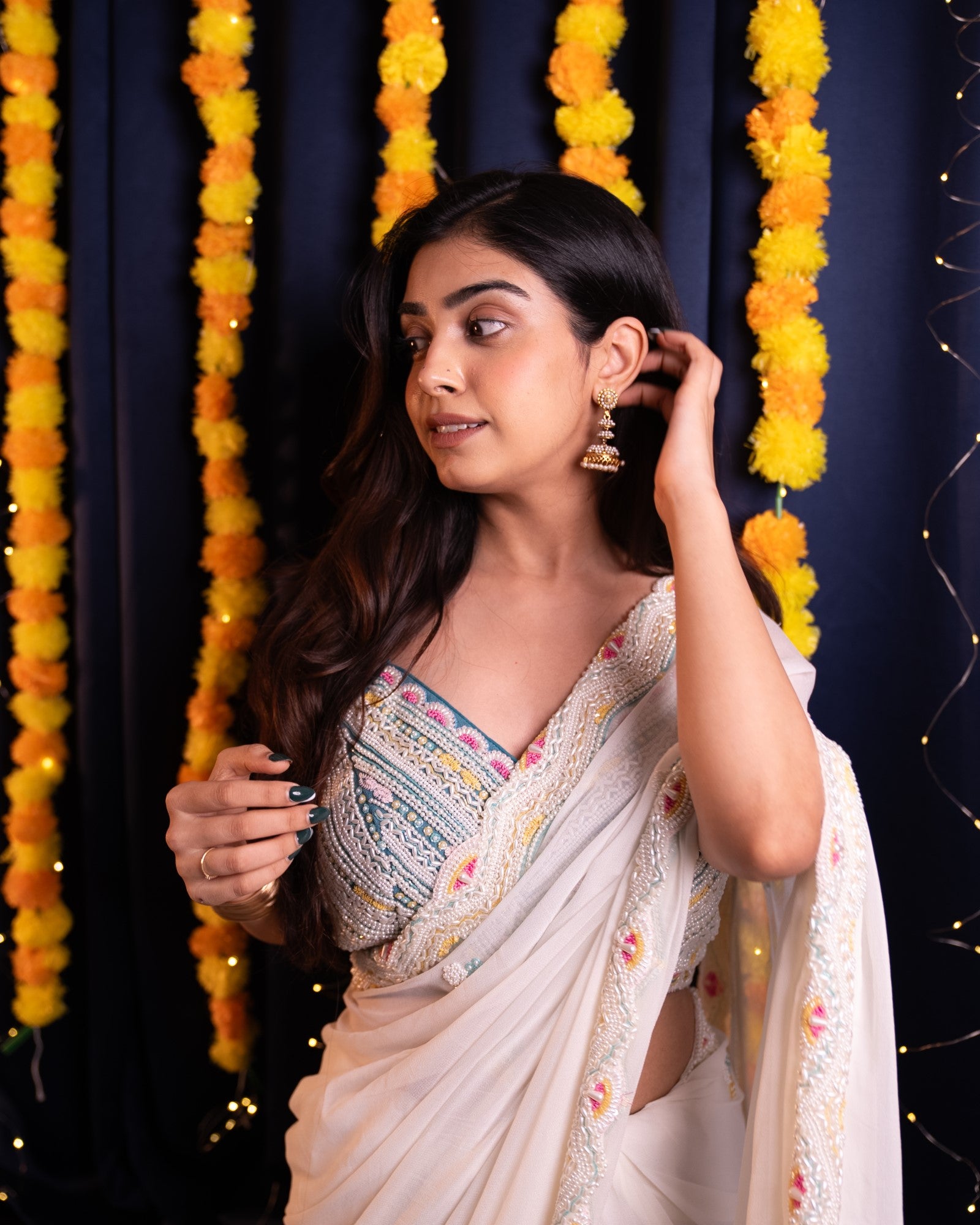 Image of Sitaara White Saree