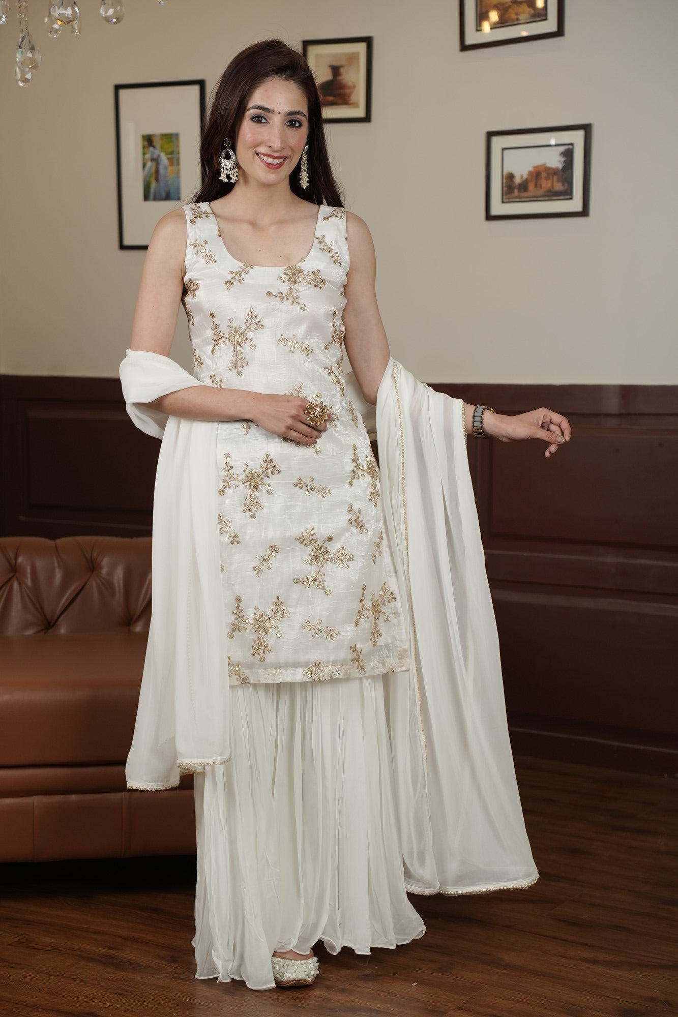 Image of Noor-E-Ivory Sharara Set