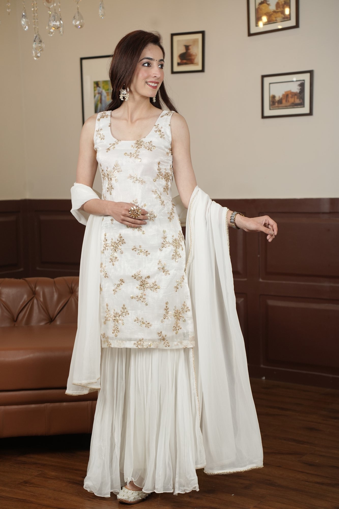 Image of Noor-E-Ivory Sharara Set