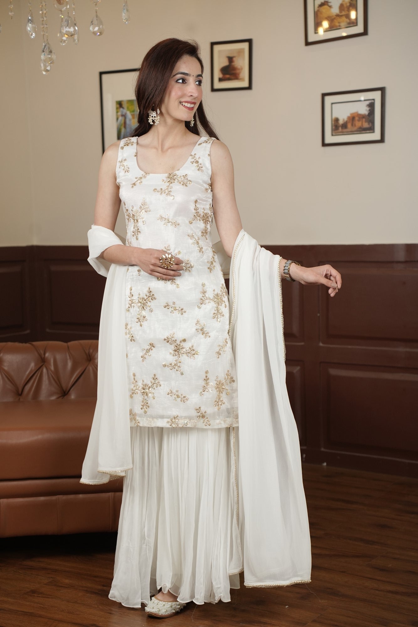 Image of Noor-E-Ivory Sharara Set