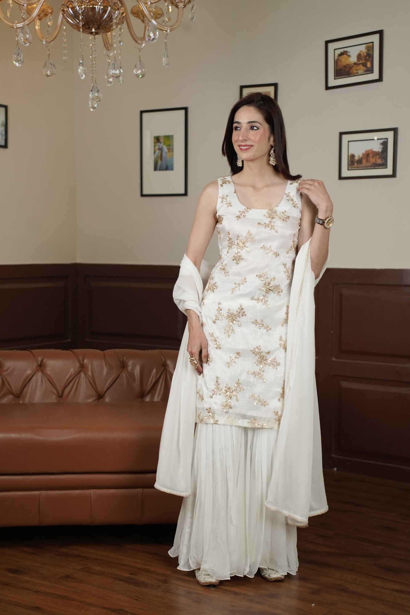Image of Noor-E-Ivory Sharara Set