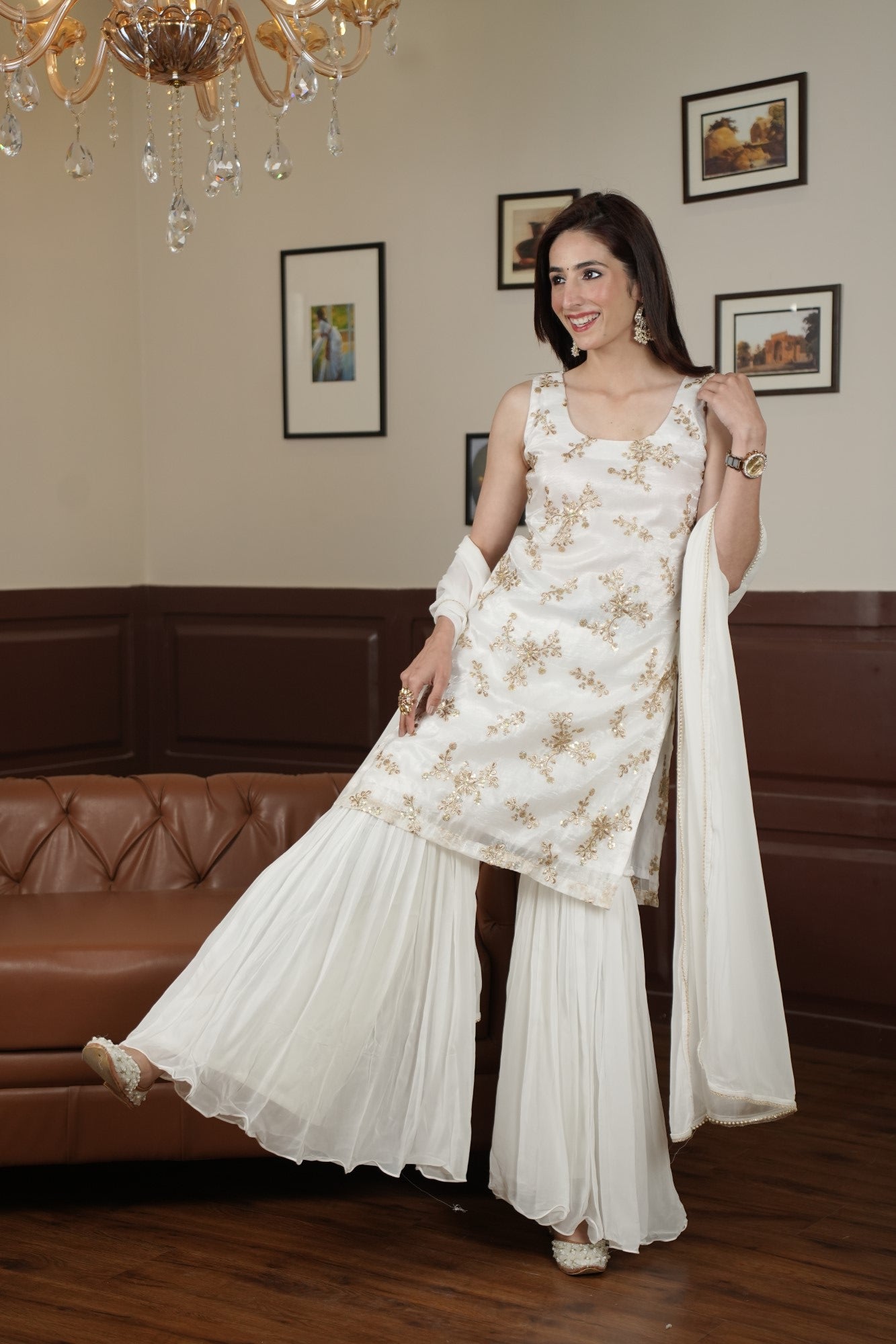 Image of Noor-E-Ivory Sharara Set