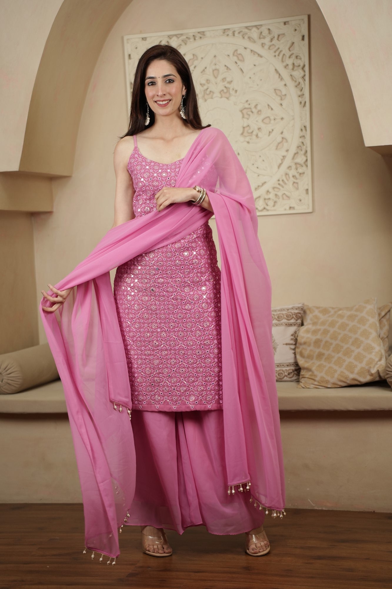 Image of Gulbahaar Blush Sharara Set