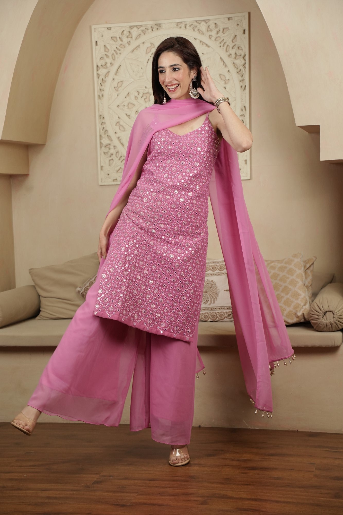 Image of Gulbahaar Blush Sharara Set