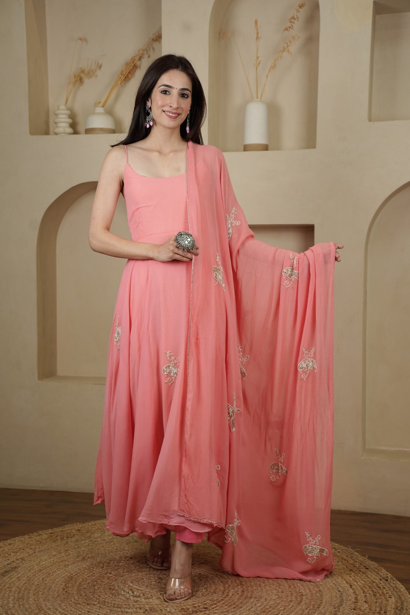 Image of Peach Petal Anarkali