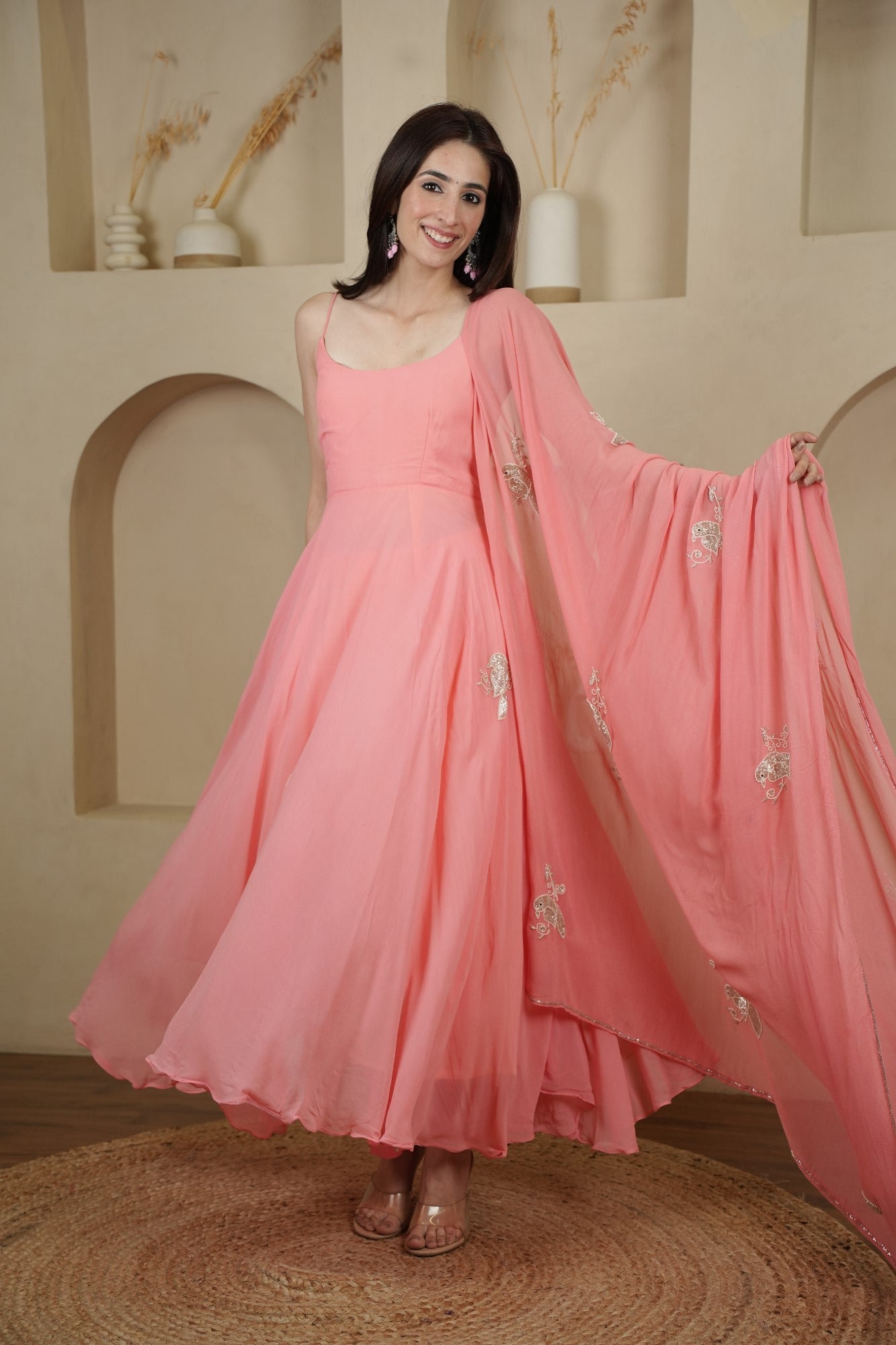 Image of Peach Petal Anarkali