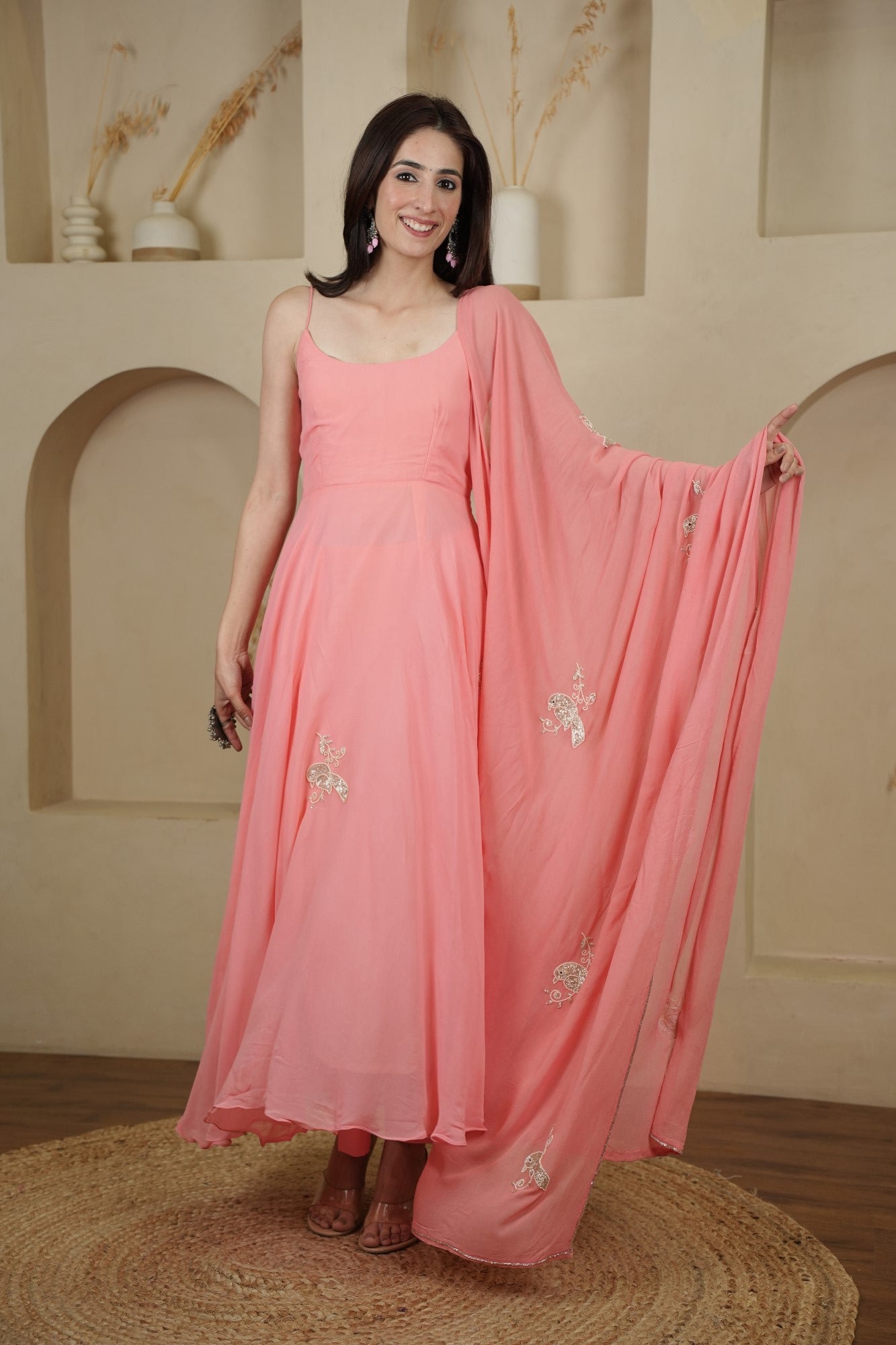 Image of Peach Petal Anarkali