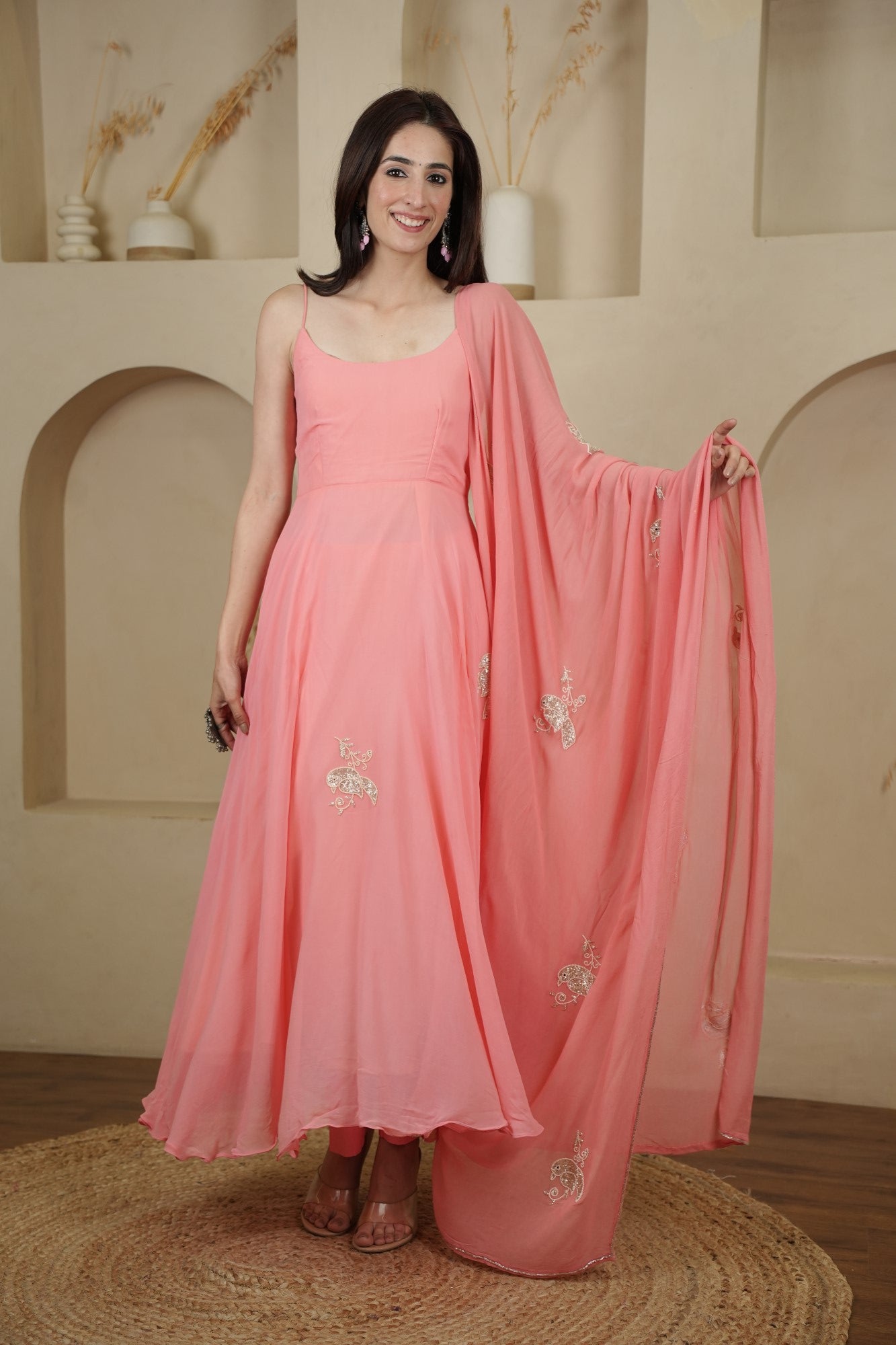 Image of Peach Petal Anarkali