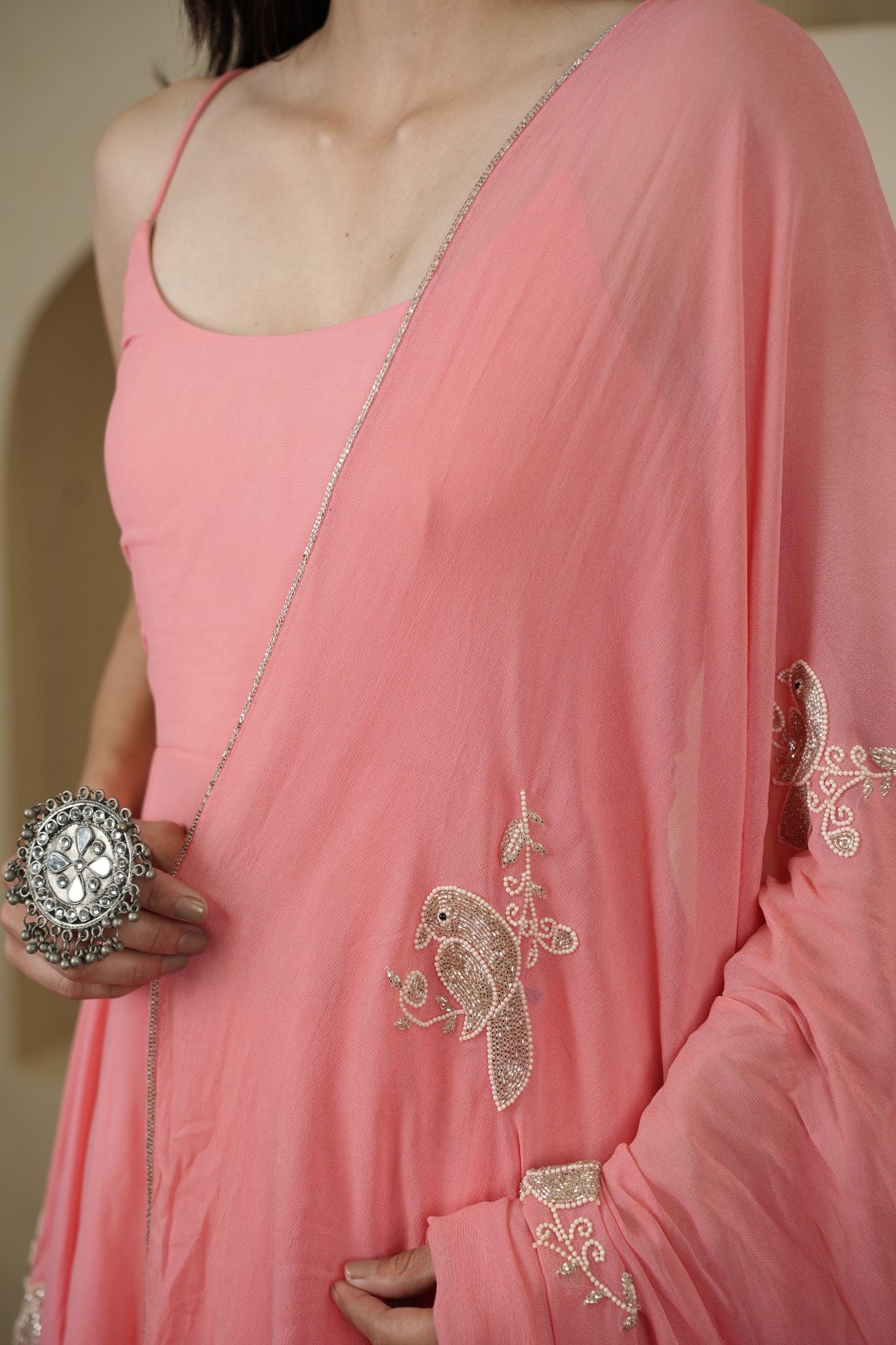 Image of Peach Petal Anarkali