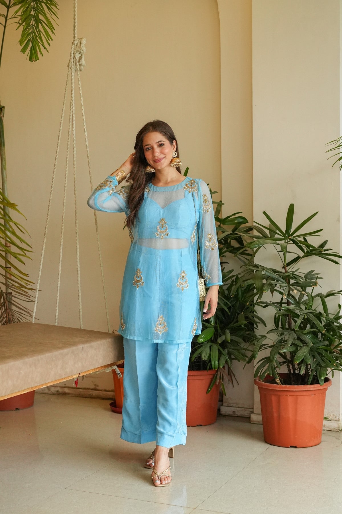 Image of Blue net co-ord Set