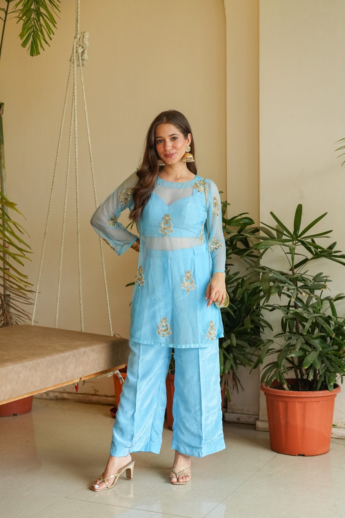 Image of Blue net co-ord Set