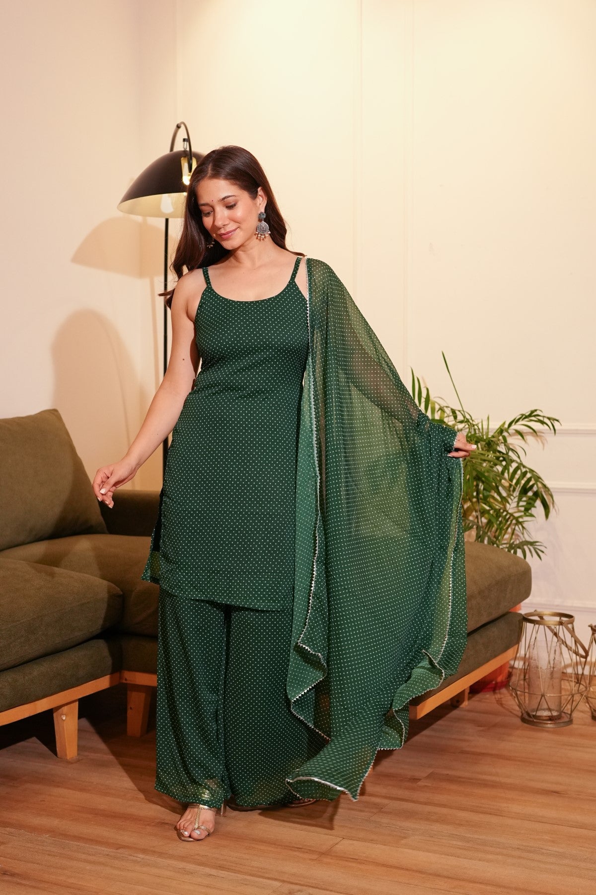 Image of Green Polka Dot set