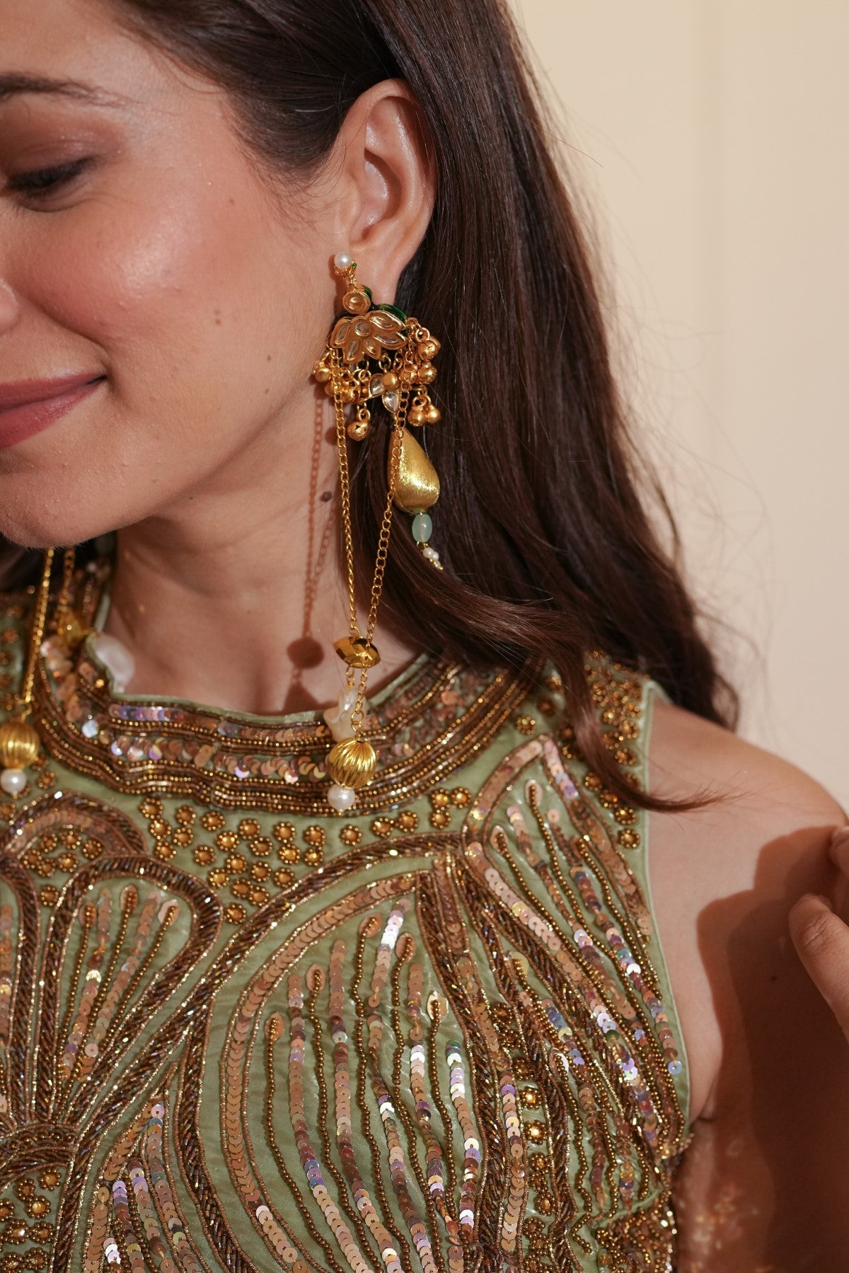 Image of Green Halter Neck Set