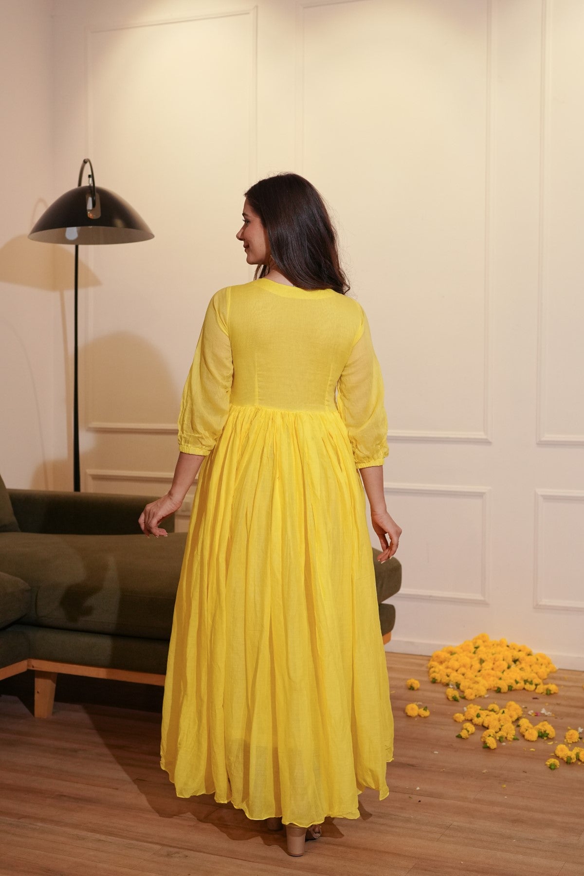 Image of Yellow Floral Dress