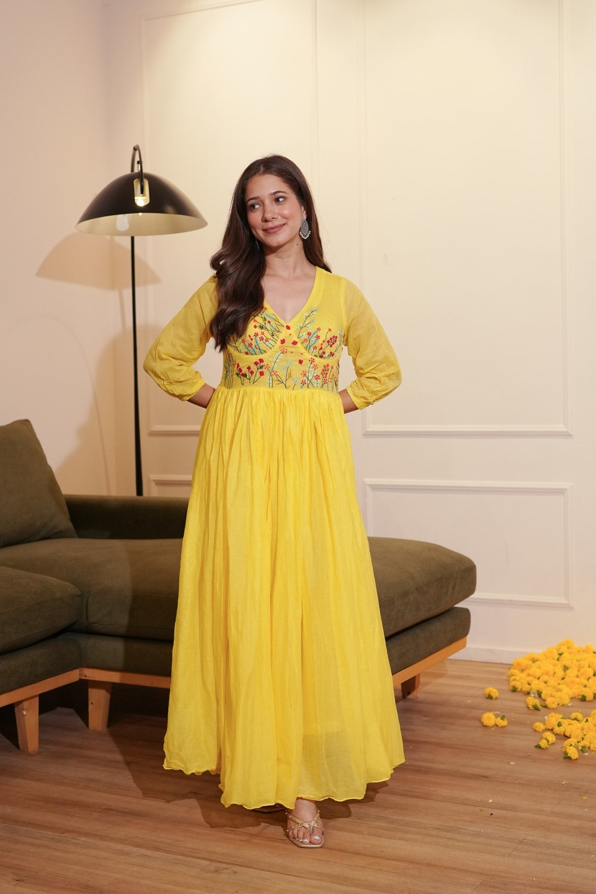Image of Yellow Floral Dress