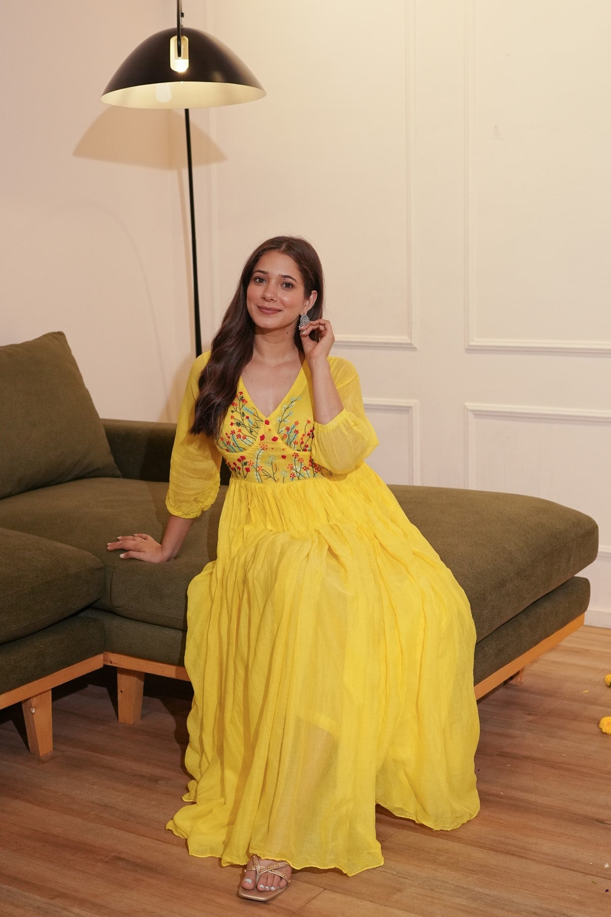Image of Yellow Floral Dress