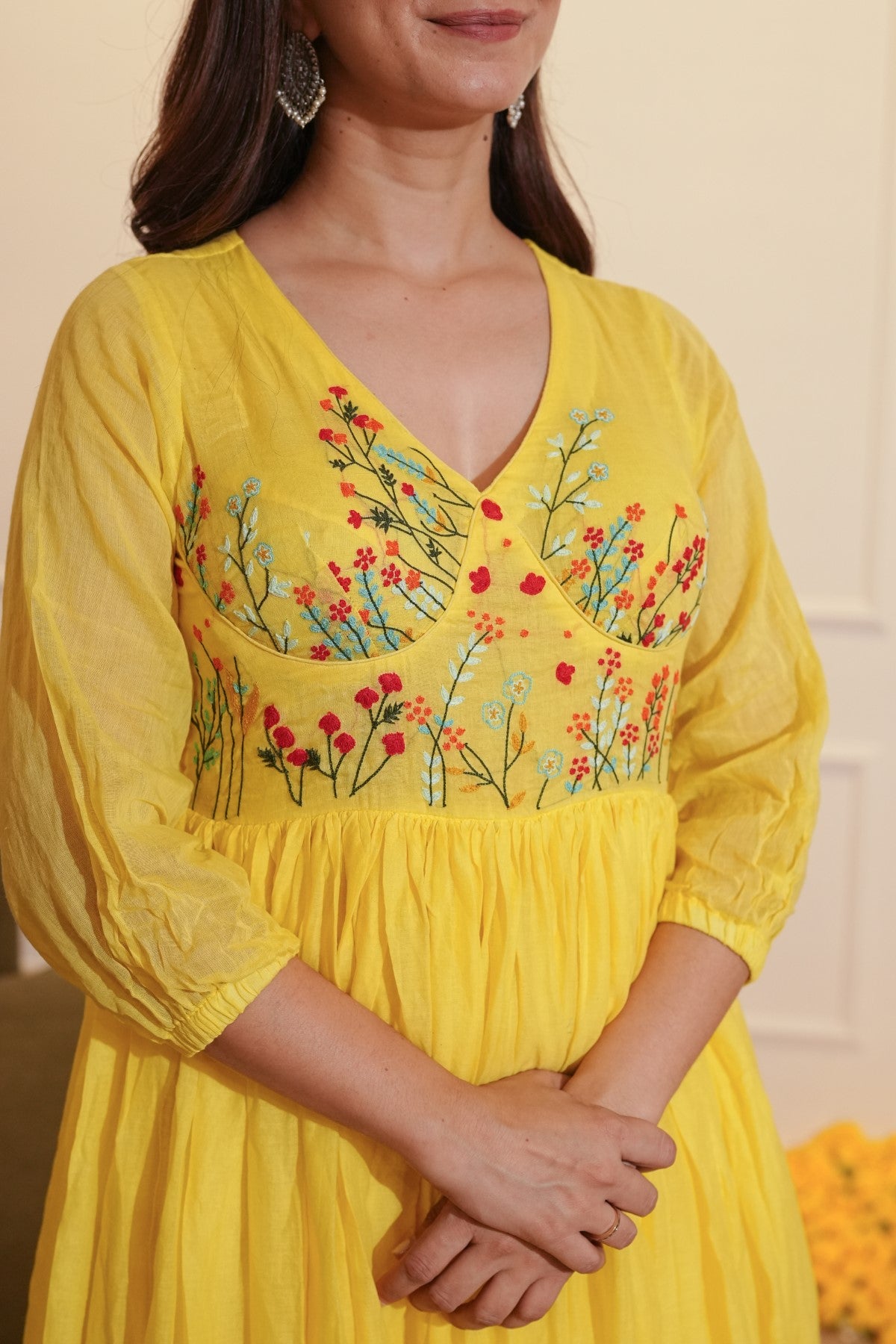 Image of Yellow Floral Dress