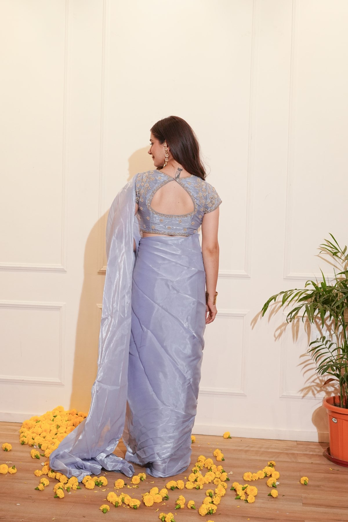 Image of Lavender Organza Saree