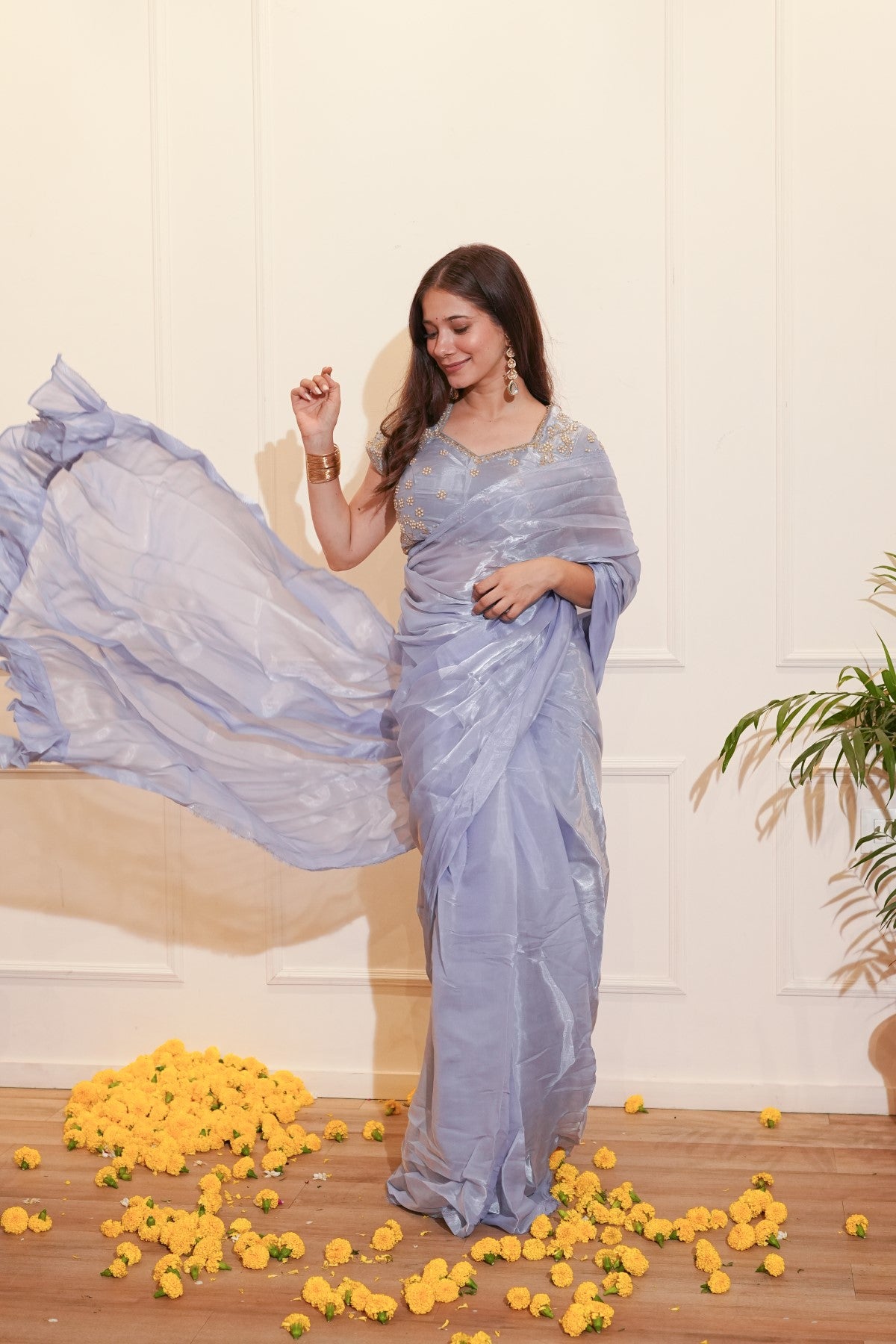 Image of Lavender Organza Saree
