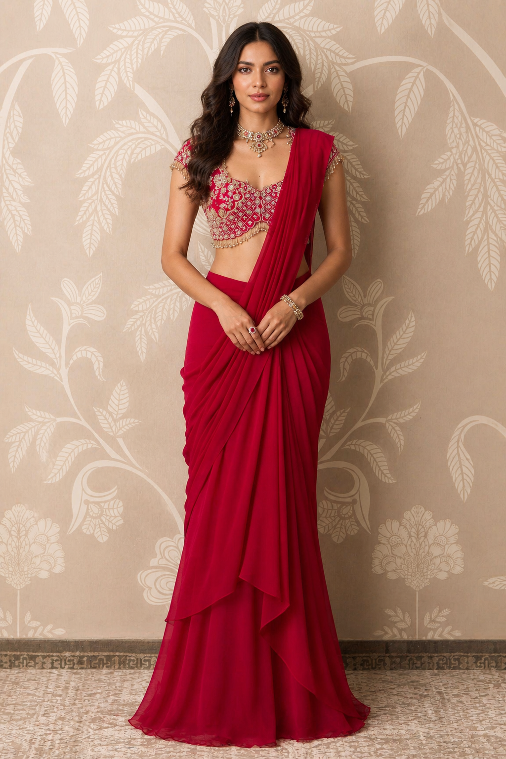 Image of Noor-E-Rouge Blouse And Saree