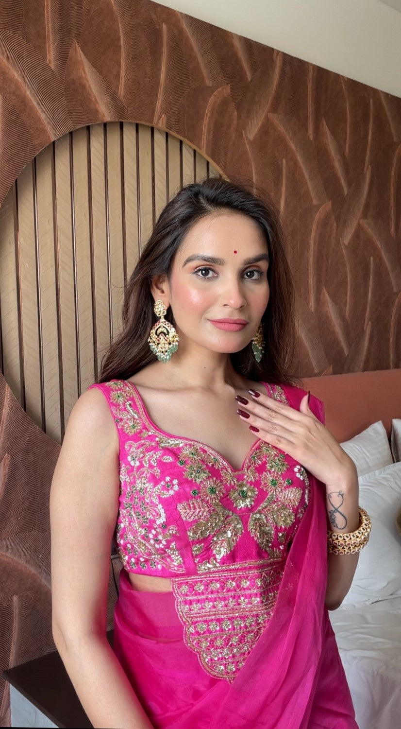 Image of Zeenat Pink Saree