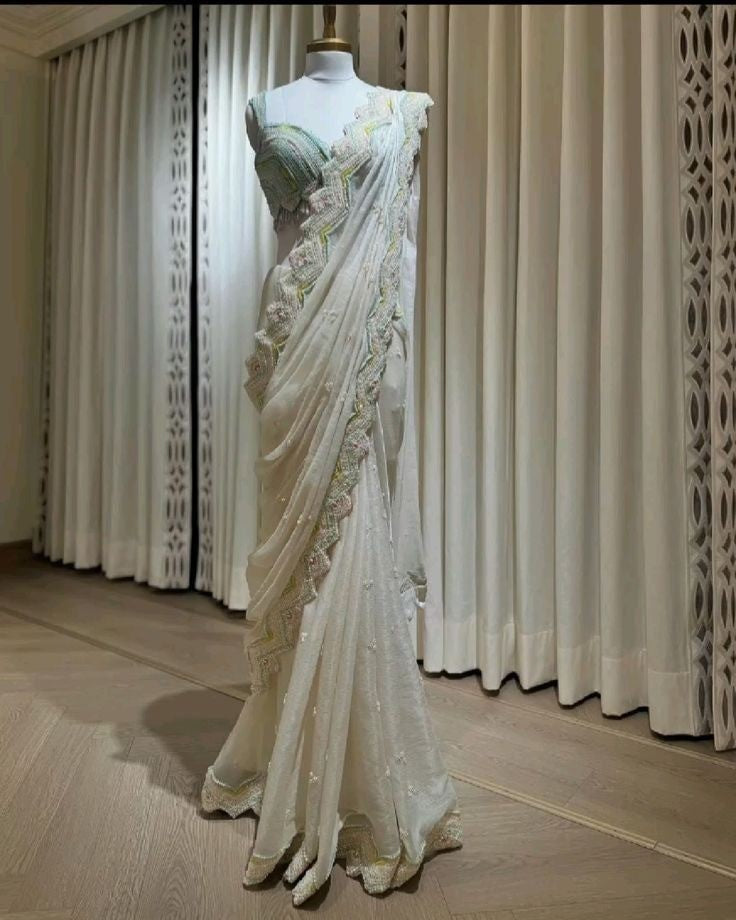 Image of Sitaara White Saree