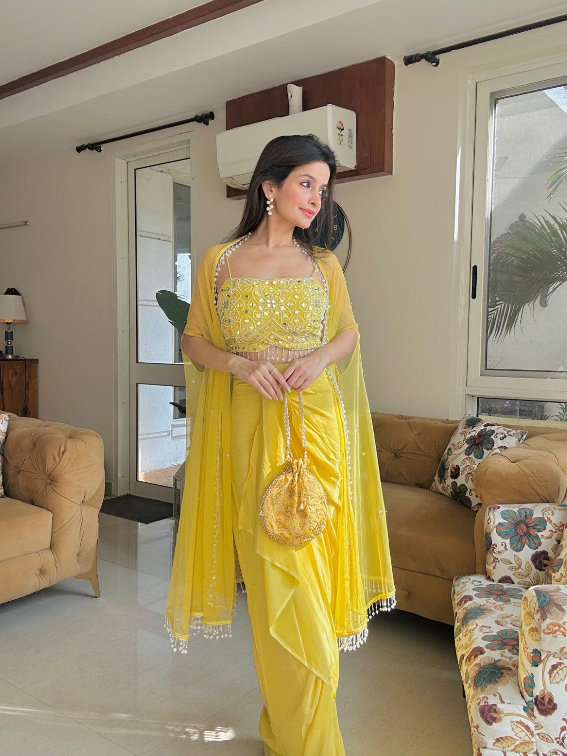 Image of Yellow Dhoti set